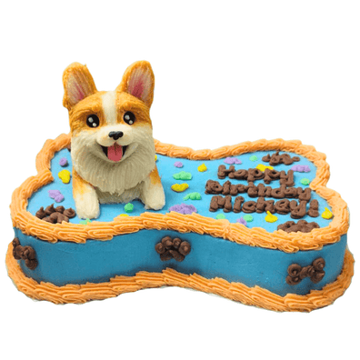 custom dog cake with topper